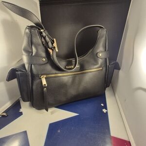 Tignanello Black Pebbled Leather Shoulder Bag